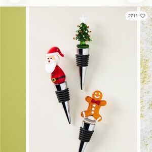Anthropologie Festive Wine Stoppers - Red, Green, Orange